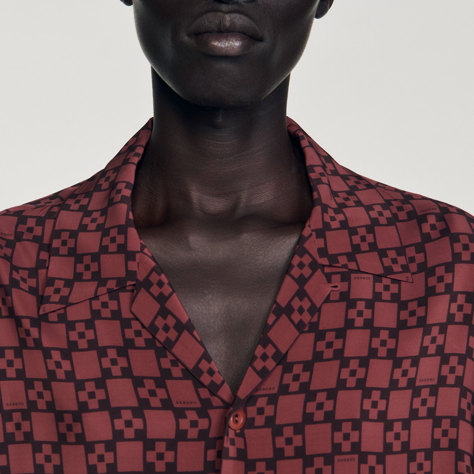 Sandro / Printed loose-fit shirt Cognac