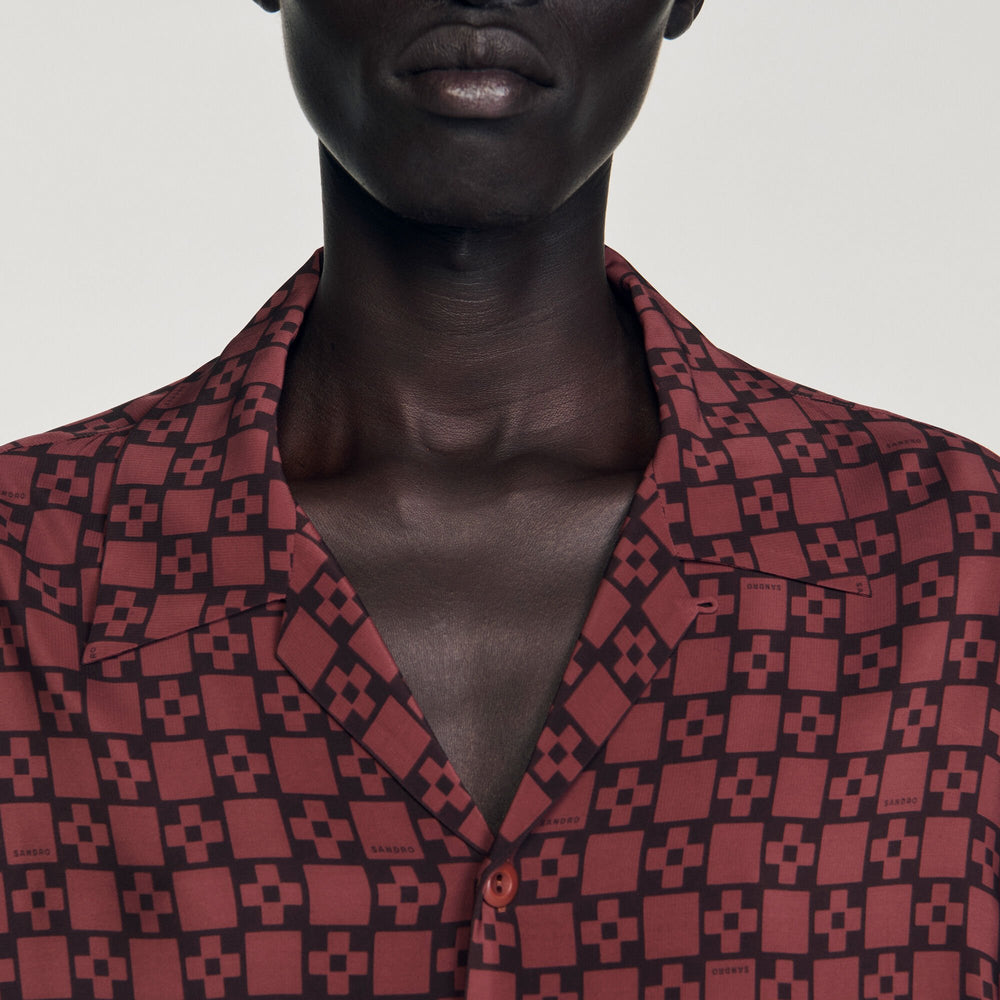Sandro / Printed loose-fit shirt Cognac
