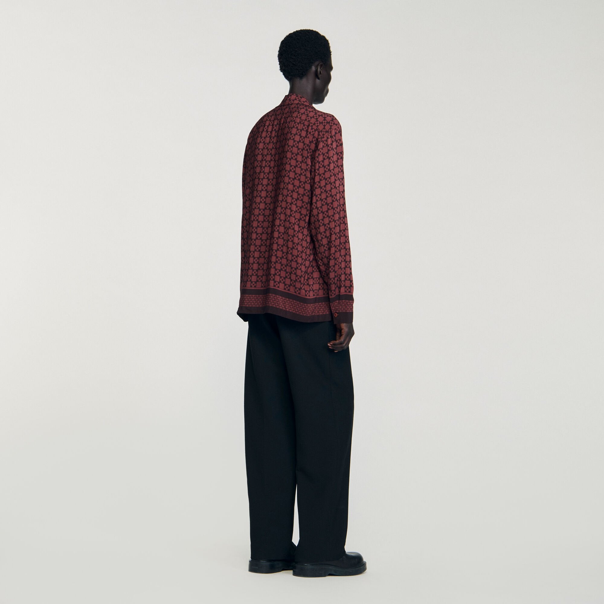 Sandro / Printed loose-fit shirt Cognac