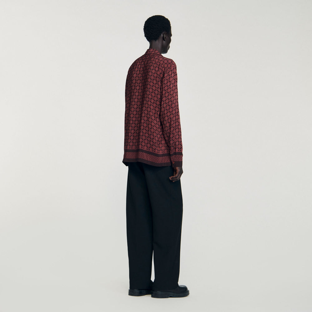 Sandro / Printed loose-fit shirt Cognac