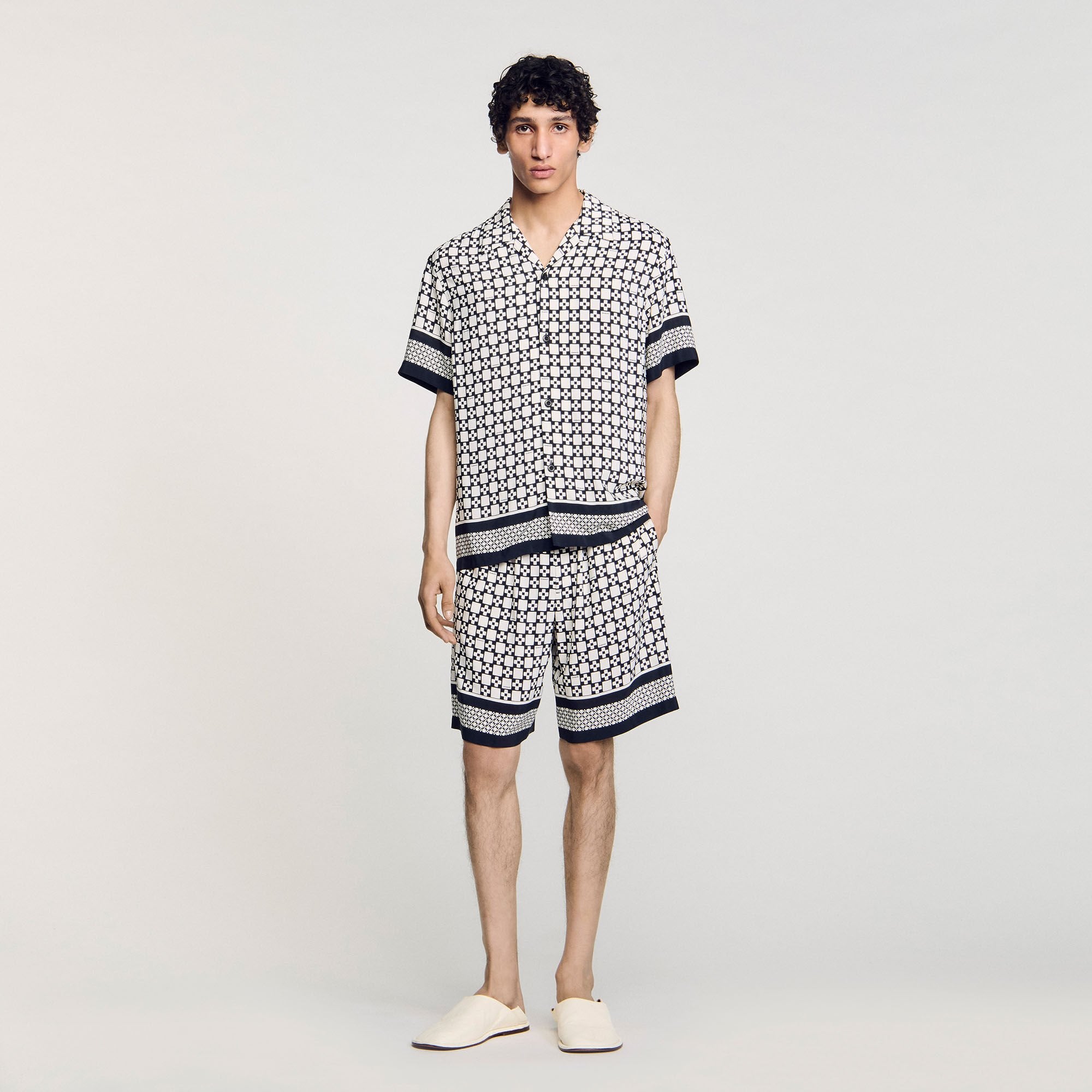 Sandro / Square Cross motif flowing shirt Black