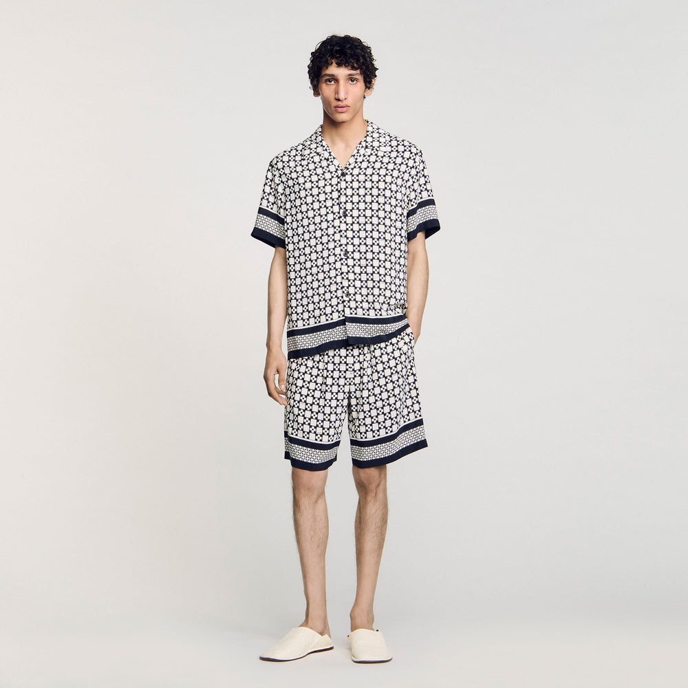 Sandro / Square Cross motif flowing shirt Black
