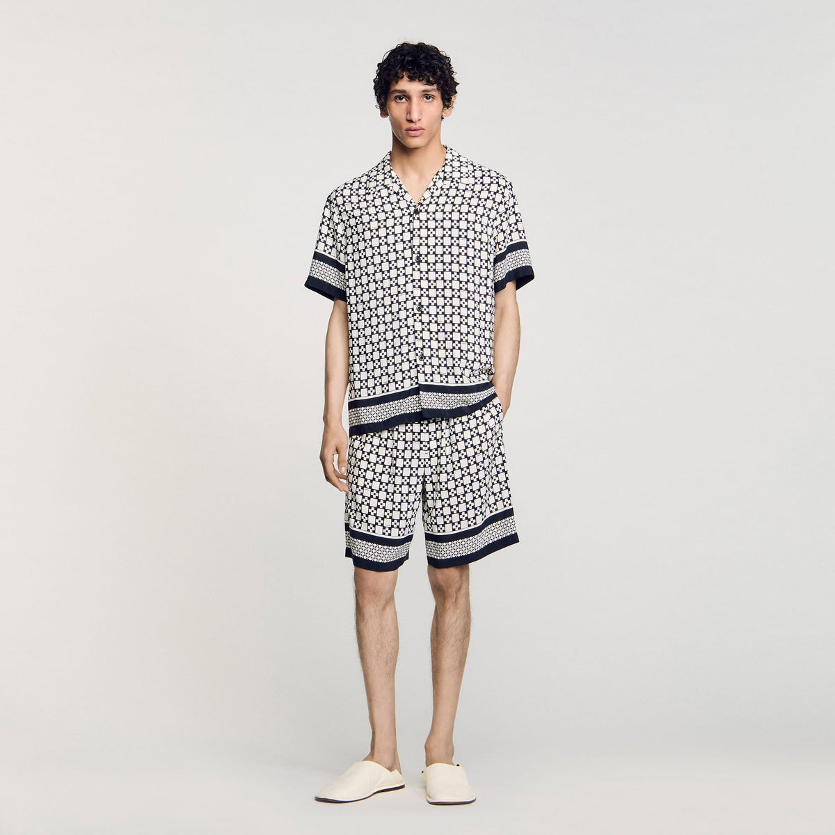Sandro / Square Cross motif flowing shirt Black