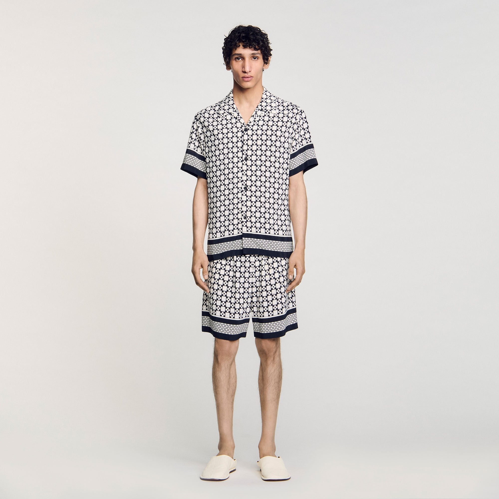 Sandro / Square Cross motif flowing shirt Black