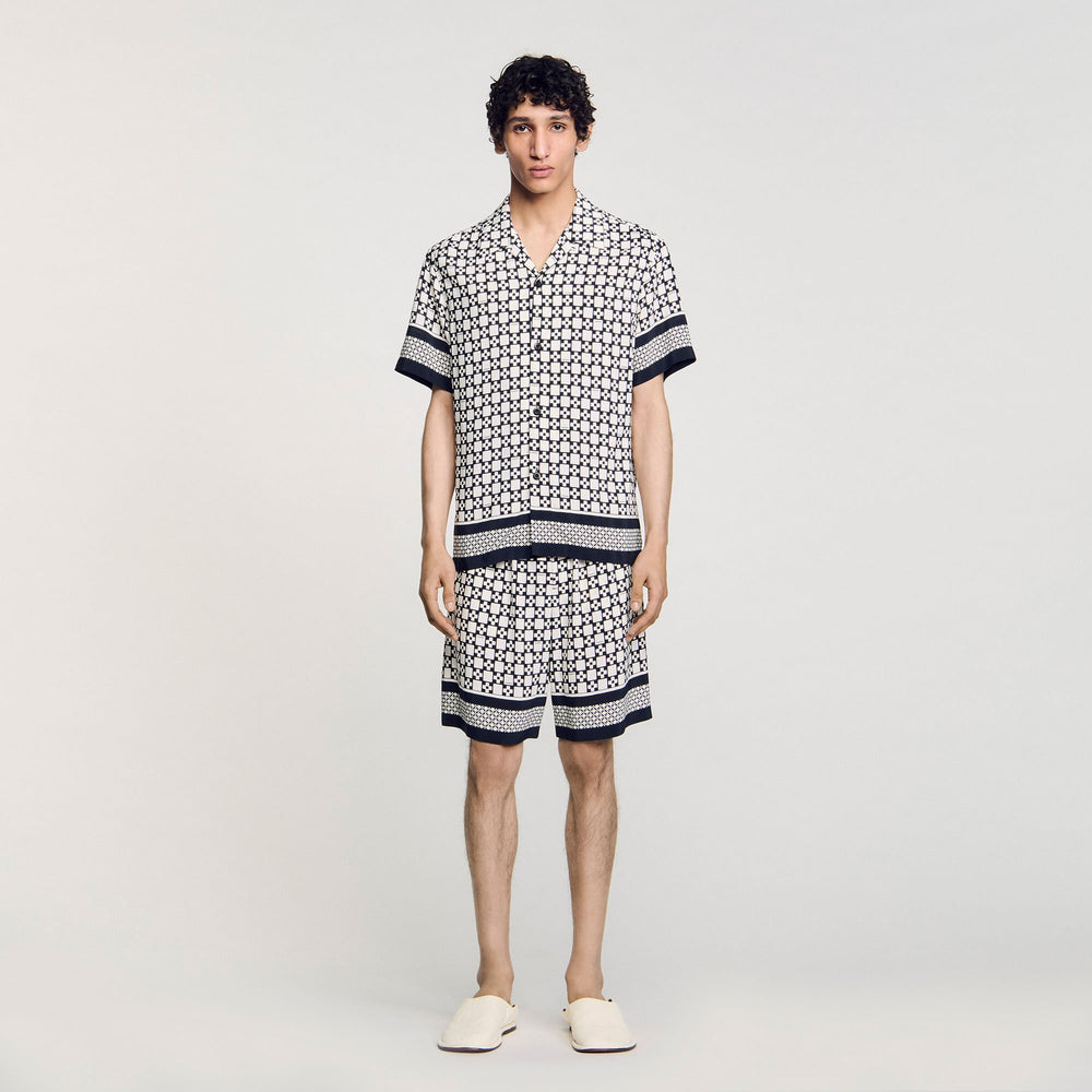 Sandro / Square Cross motif flowing shirt Black