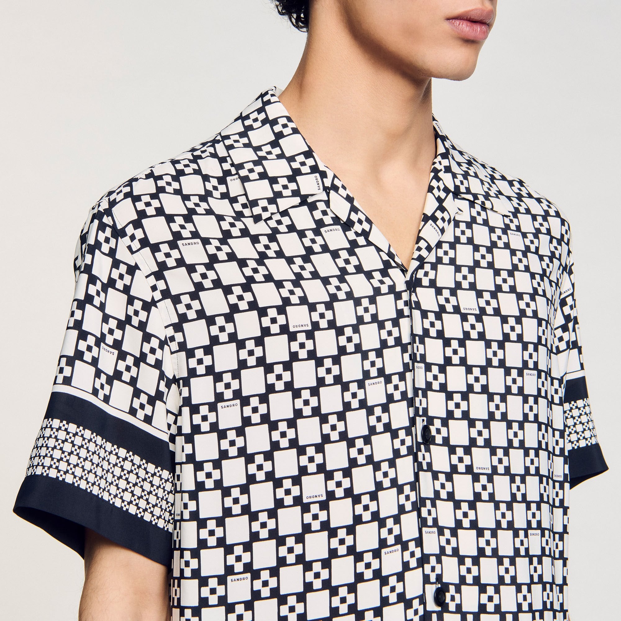 Sandro / Square Cross motif flowing shirt Black