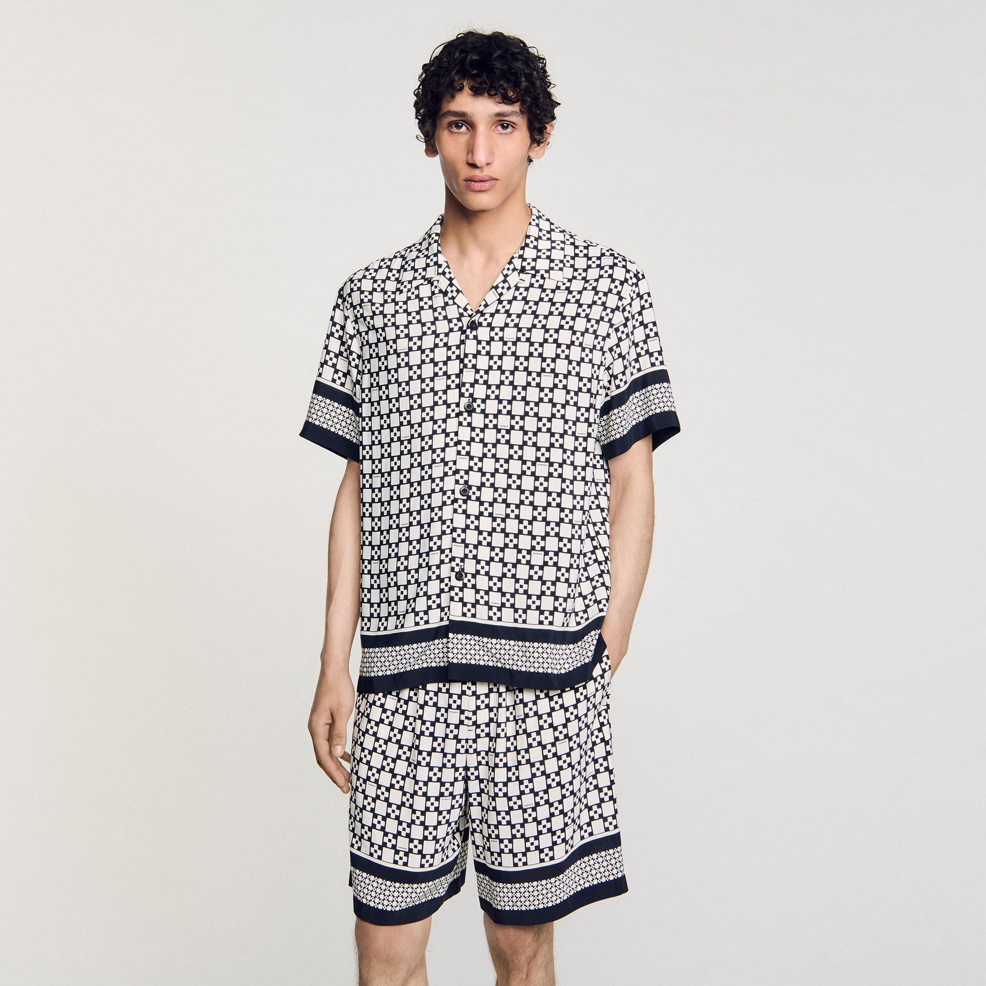 Sandro / Square Cross motif flowing shirt Black