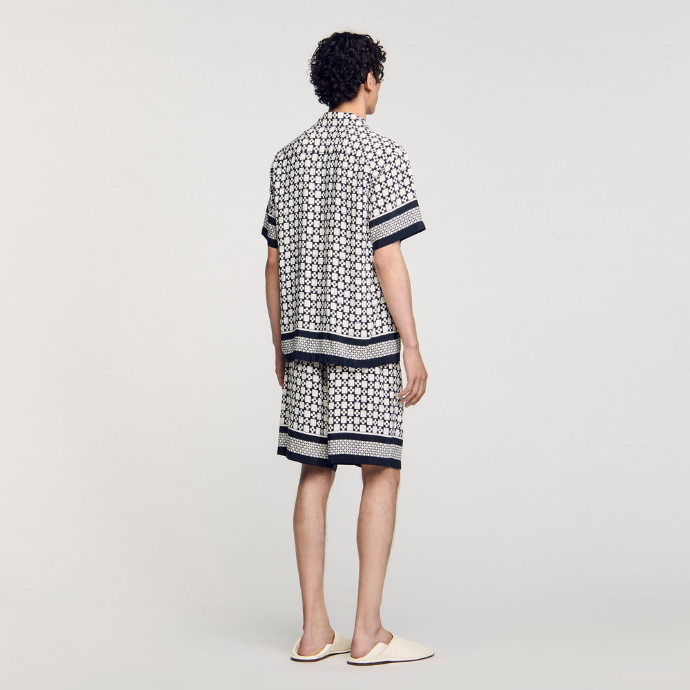 Sandro / Square Cross motif flowing shirt Black