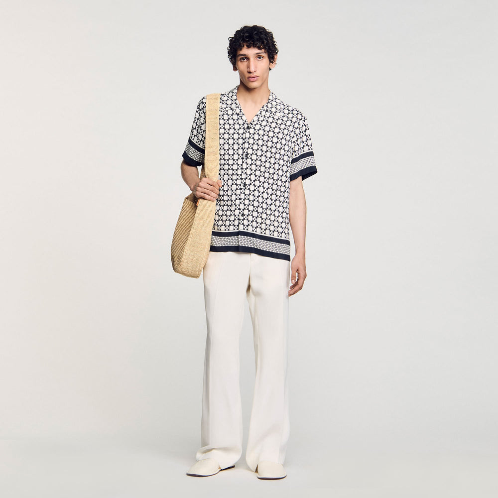 Sandro / Square Cross motif flowing shirt Black