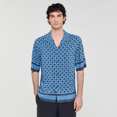 Sandro / Square Cross motif flowing shirt Sky Blue