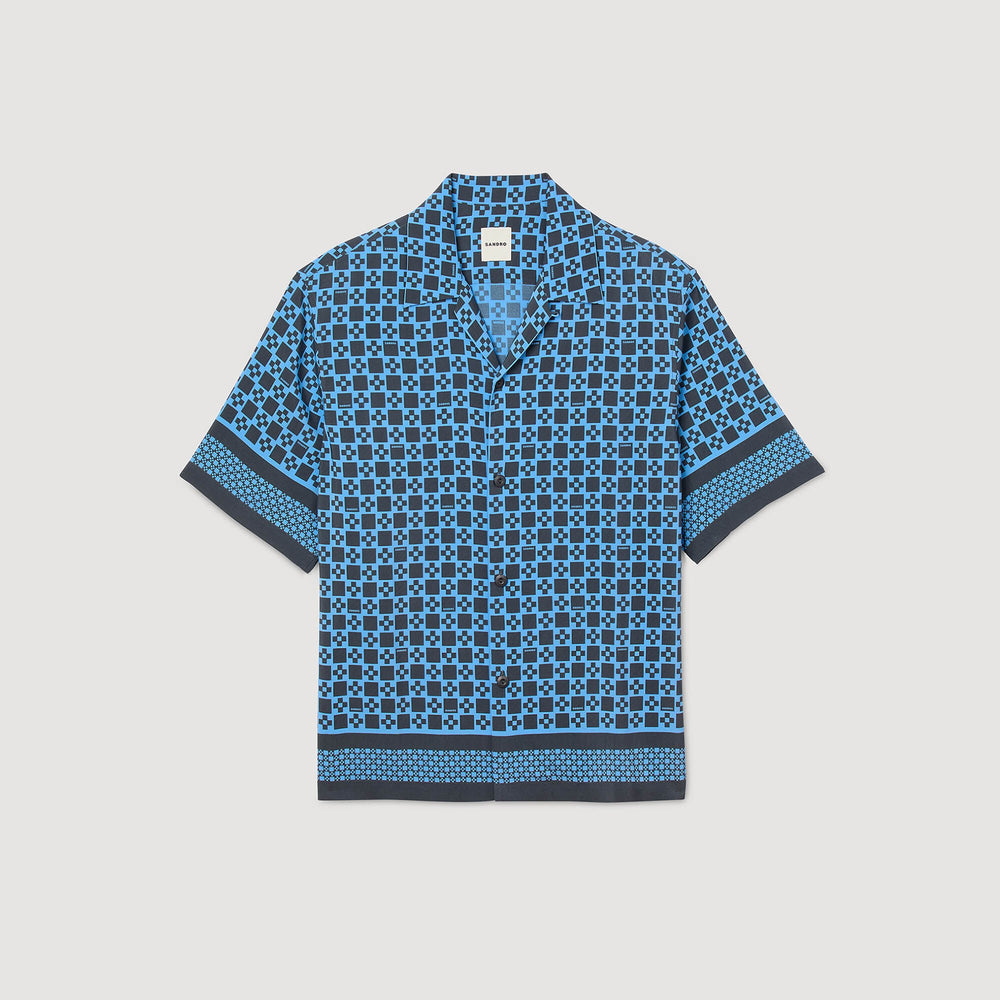 Sandro / Square Cross motif flowing shirt Sky Blue