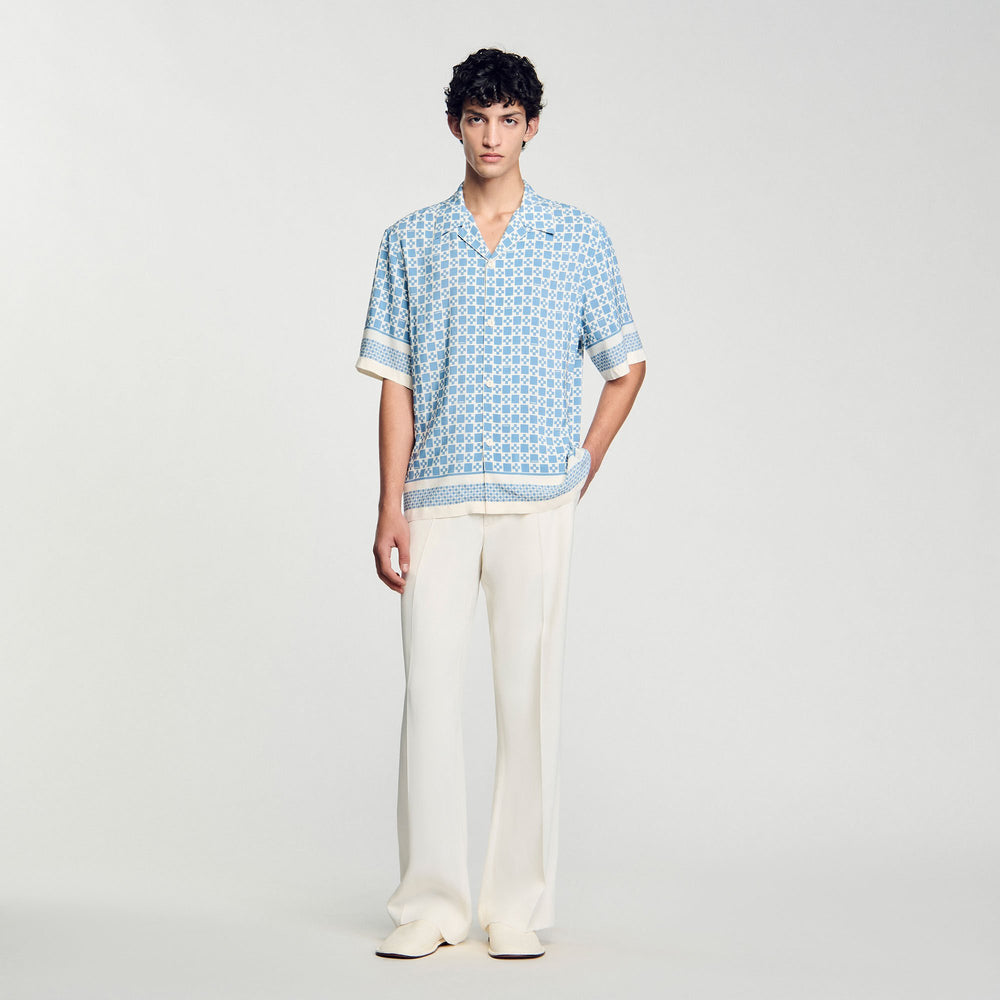 Sandro / Square Cross motif flowing shirt Blue Sky