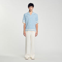 Sandro / Square Cross motif flowing shirt Blue Sky