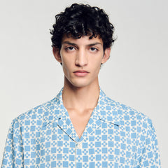 Sandro / Square Cross motif flowing shirt Blue Sky