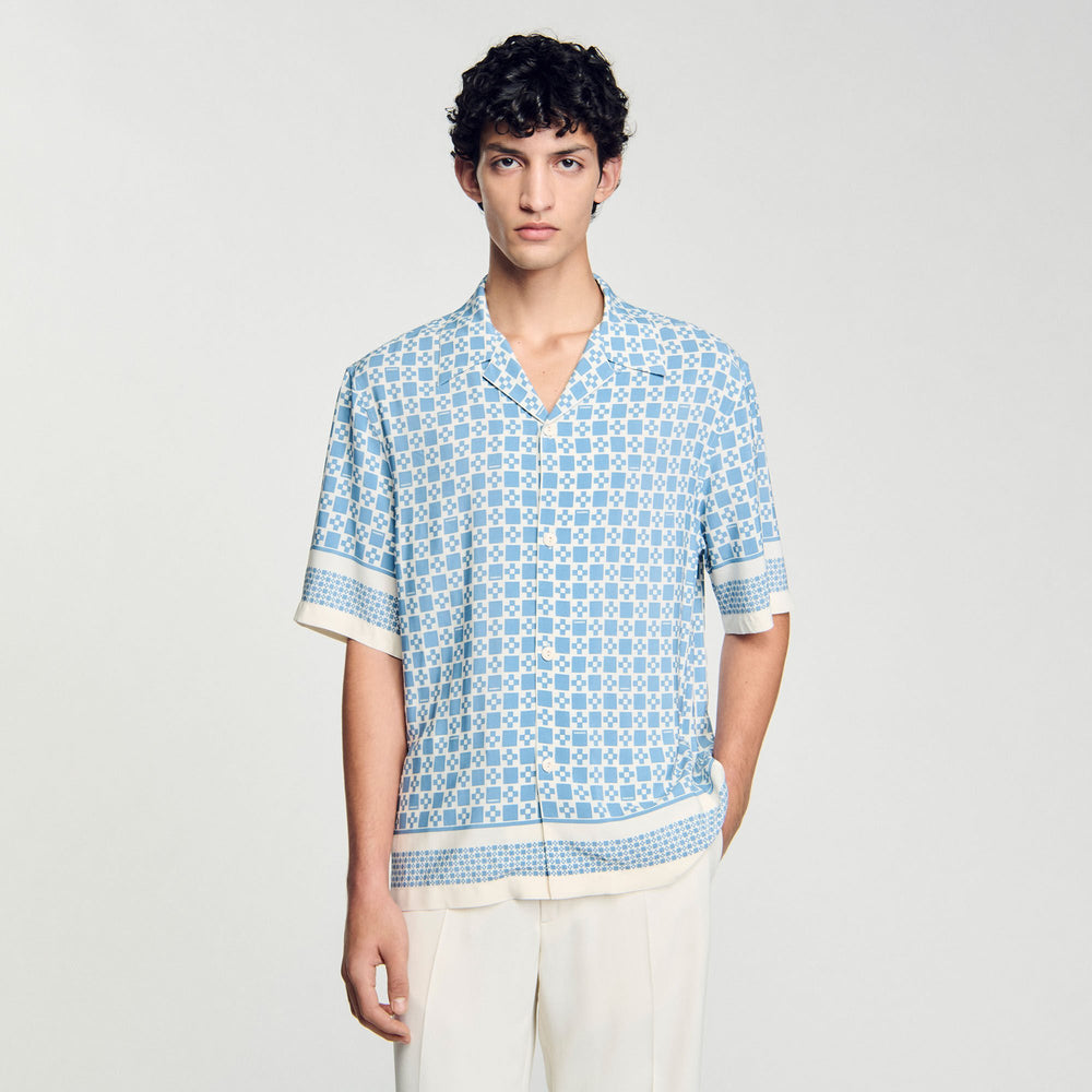 Sandro / Square Cross motif flowing shirt Blue Sky