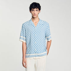 Sandro / Square Cross motif flowing shirt Blue Sky