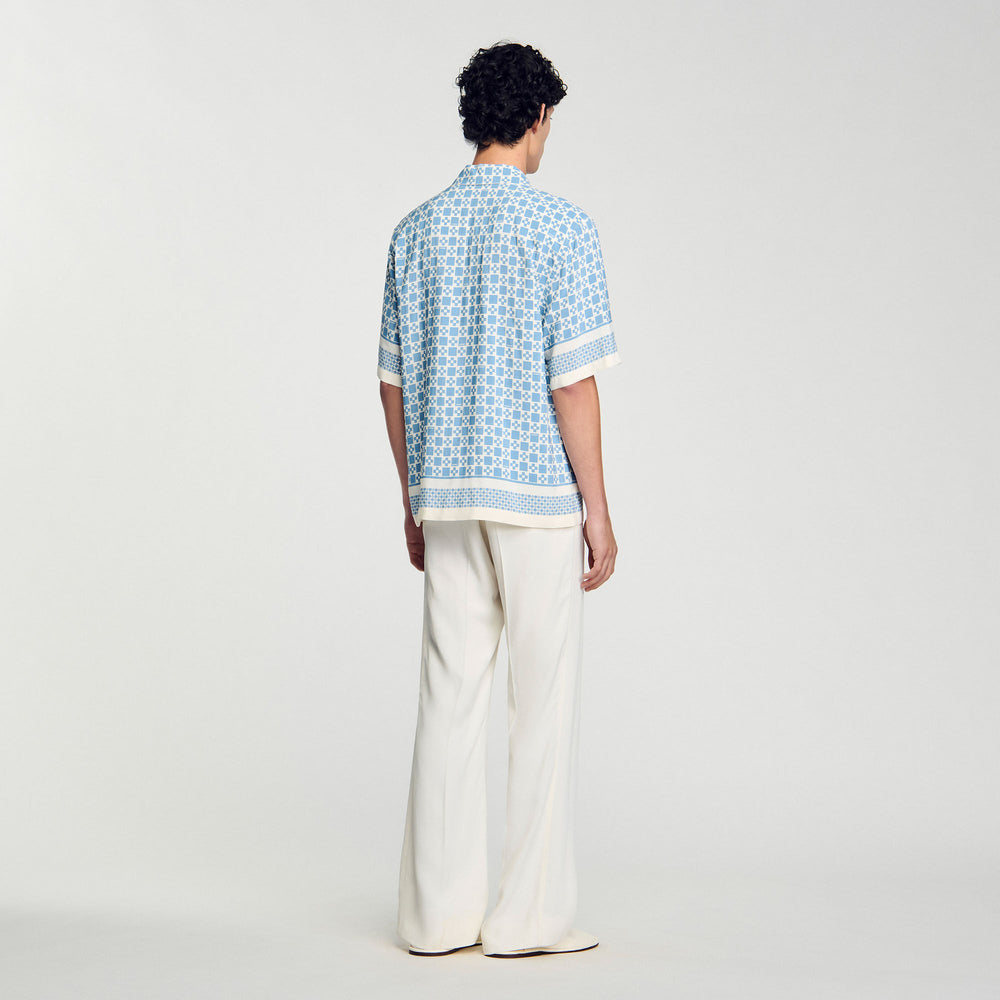 Sandro / Square Cross motif flowing shirt Blue Sky