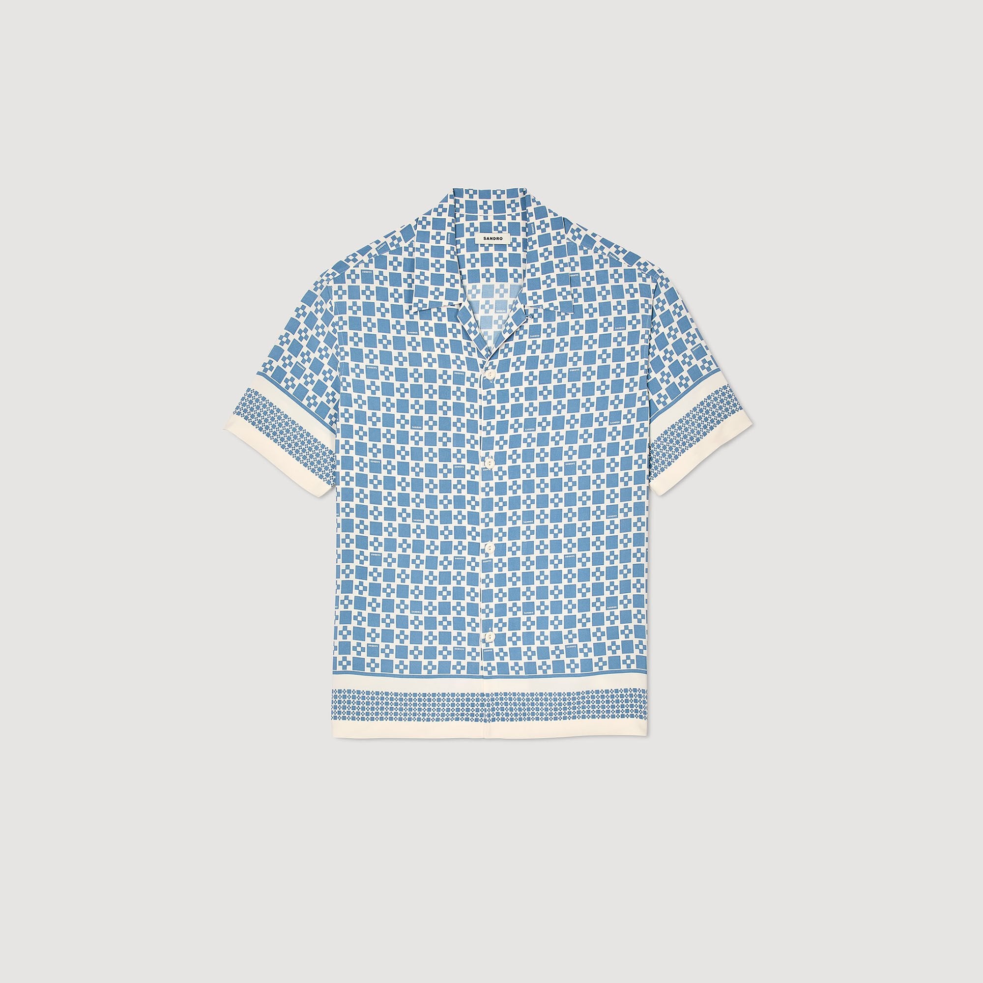 Sandro / Square Cross motif flowing shirt Blue Sky