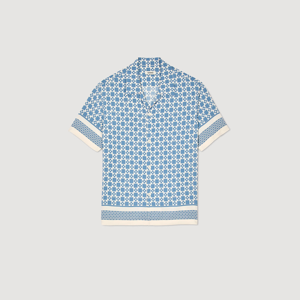 Sandro / Square Cross motif flowing shirt Blue Sky