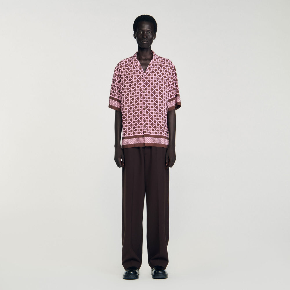 Sandro / Square Cross motif flowing shirt Baby Pink
