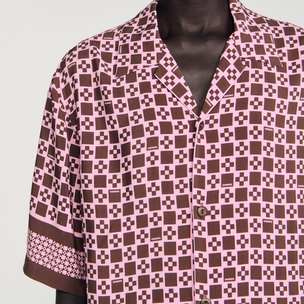 Sandro / Square Cross motif flowing shirt Baby Pink