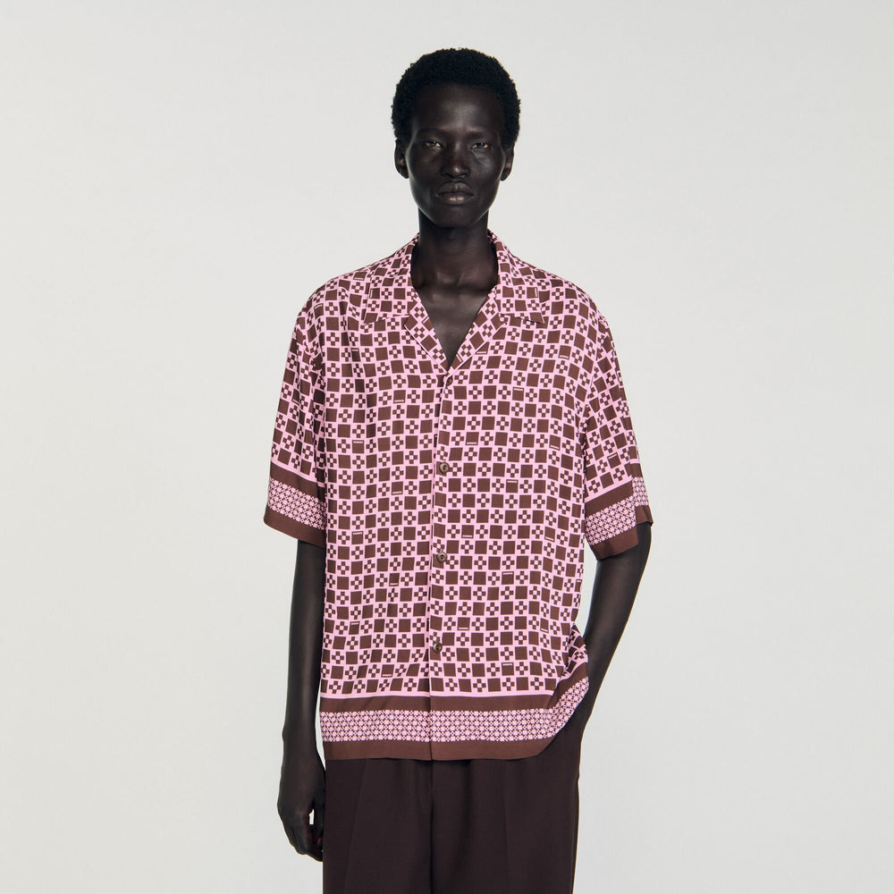 Sandro / Square Cross motif flowing shirt Baby Pink