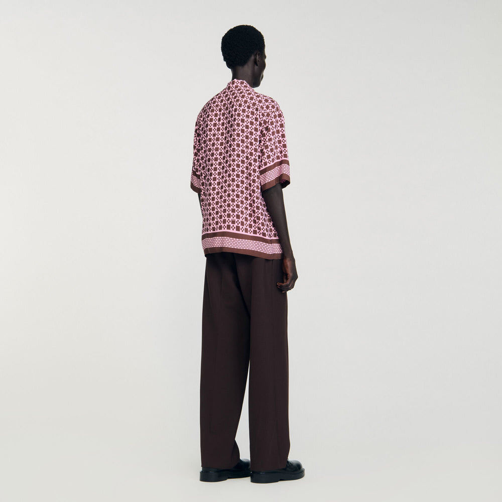 Sandro / Square Cross motif flowing shirt Baby Pink