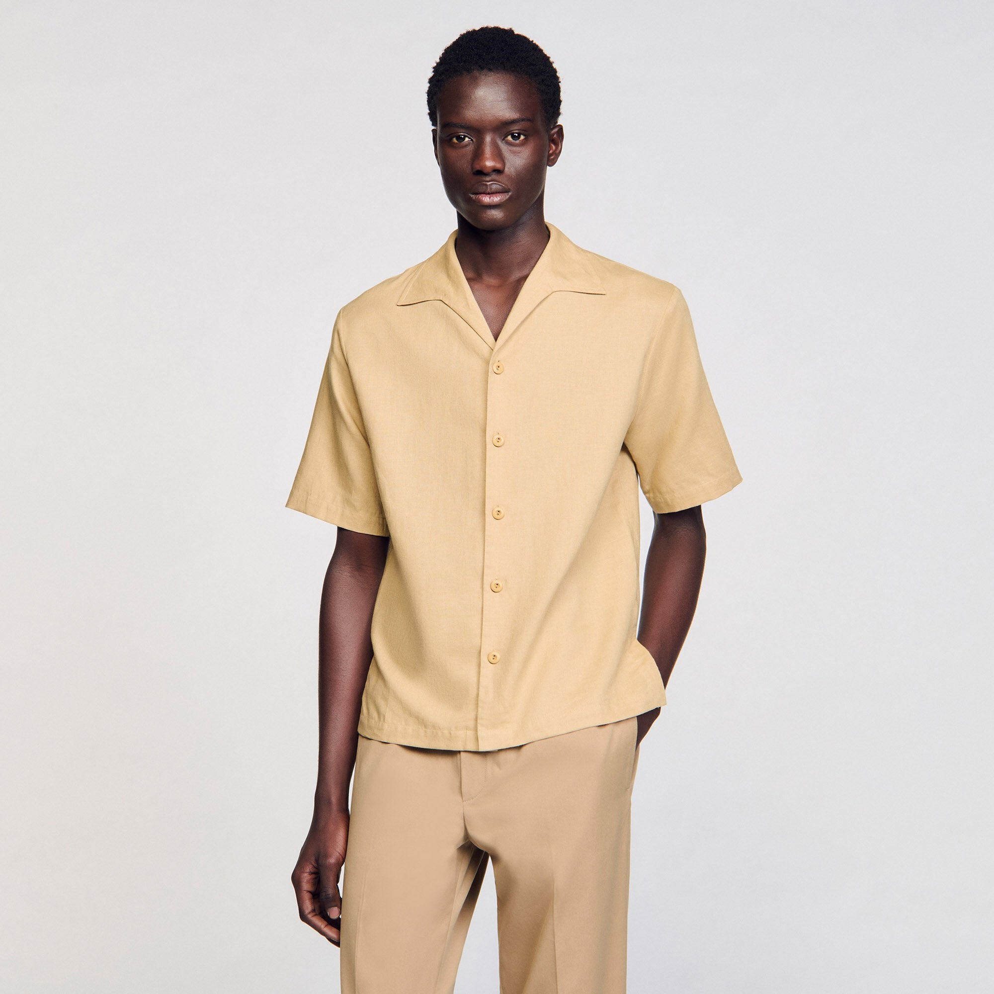 Sandro / Cotton and linen shirt Nut