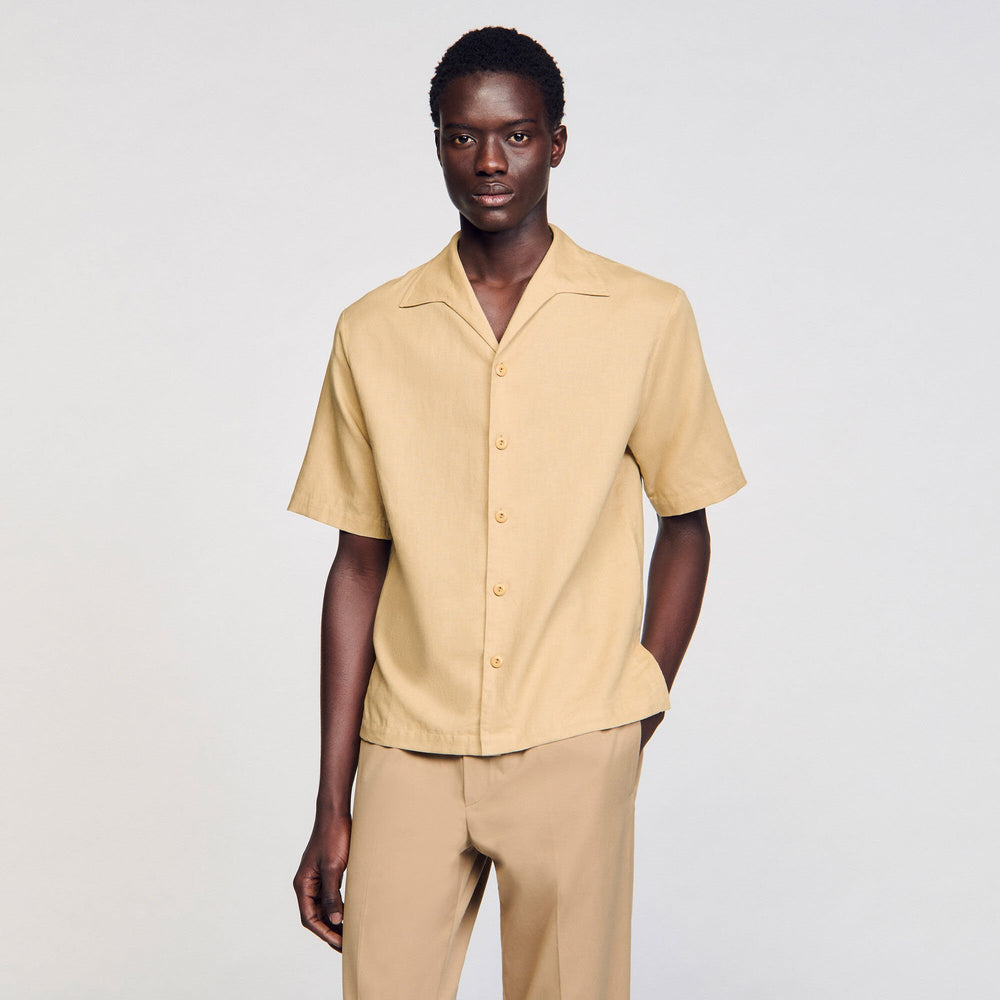 Sandro / Cotton and linen shirt Nut