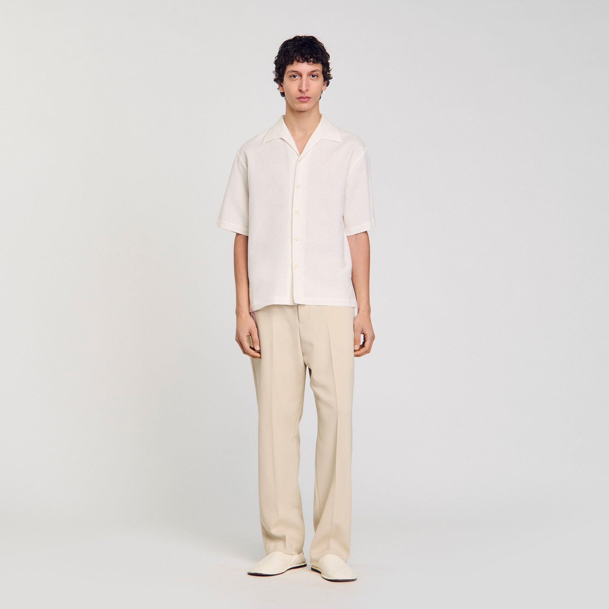 Sandro / Cotton and linen shirt Ivory.