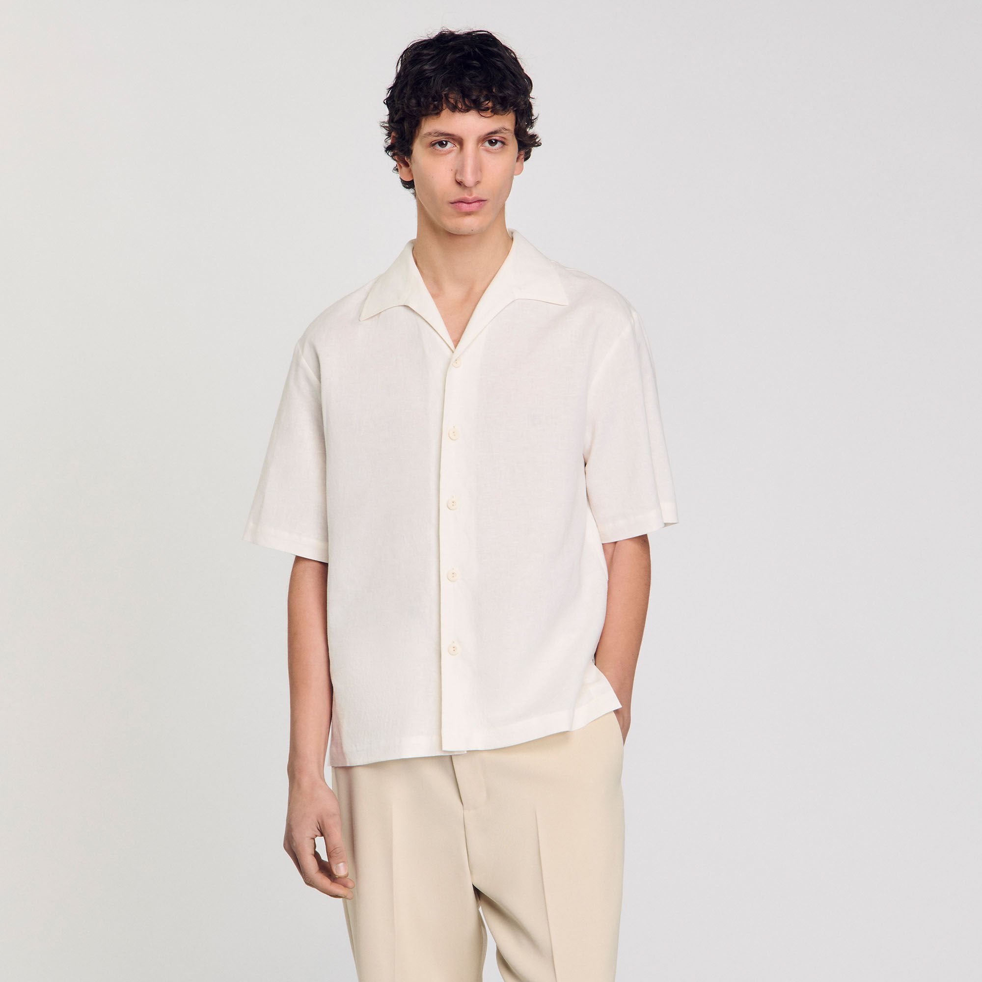 Sandro / Cotton and linen shirt Ivory.