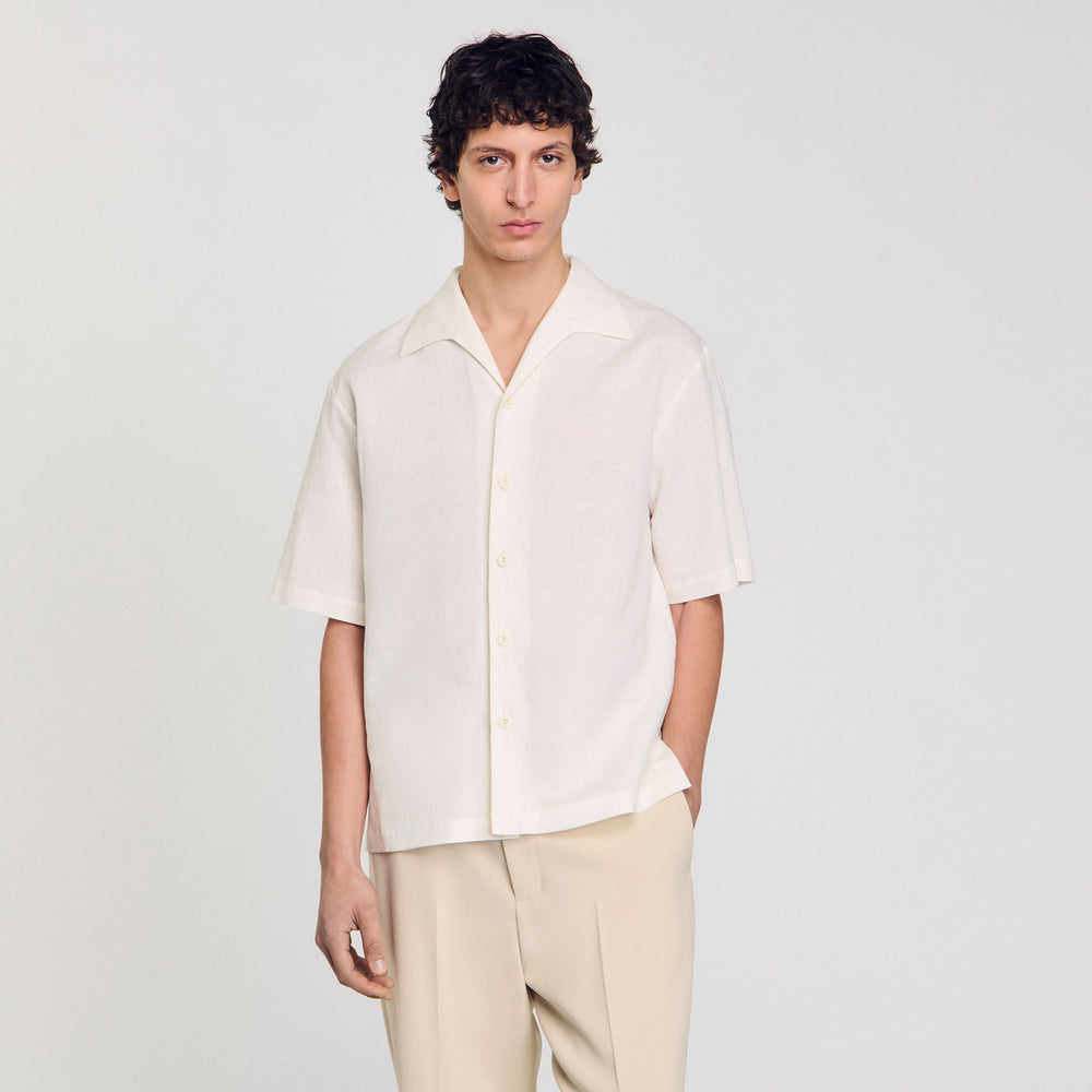 Sandro / Cotton and linen shirt Ivory.