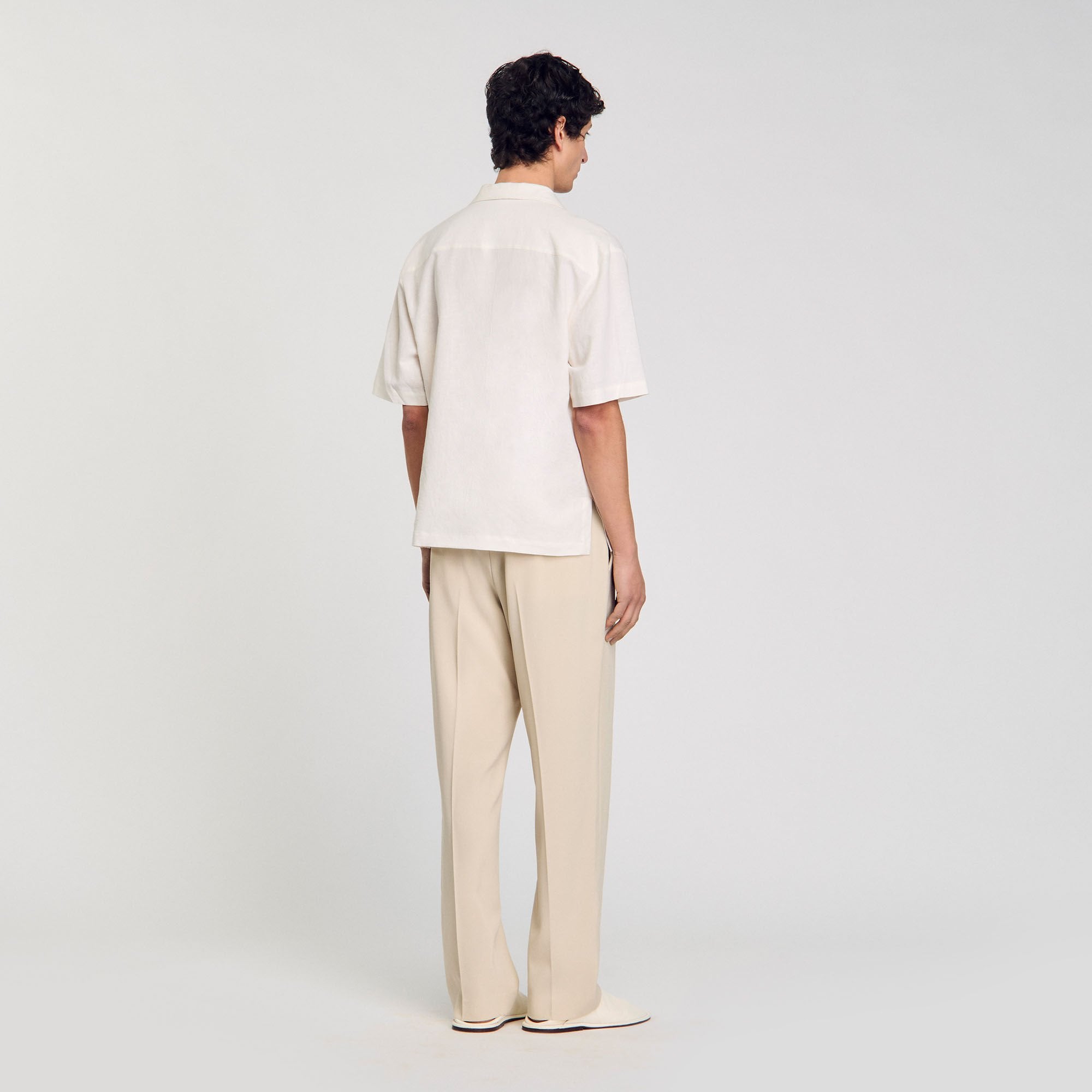 Sandro / Cotton and linen shirt Ivory.