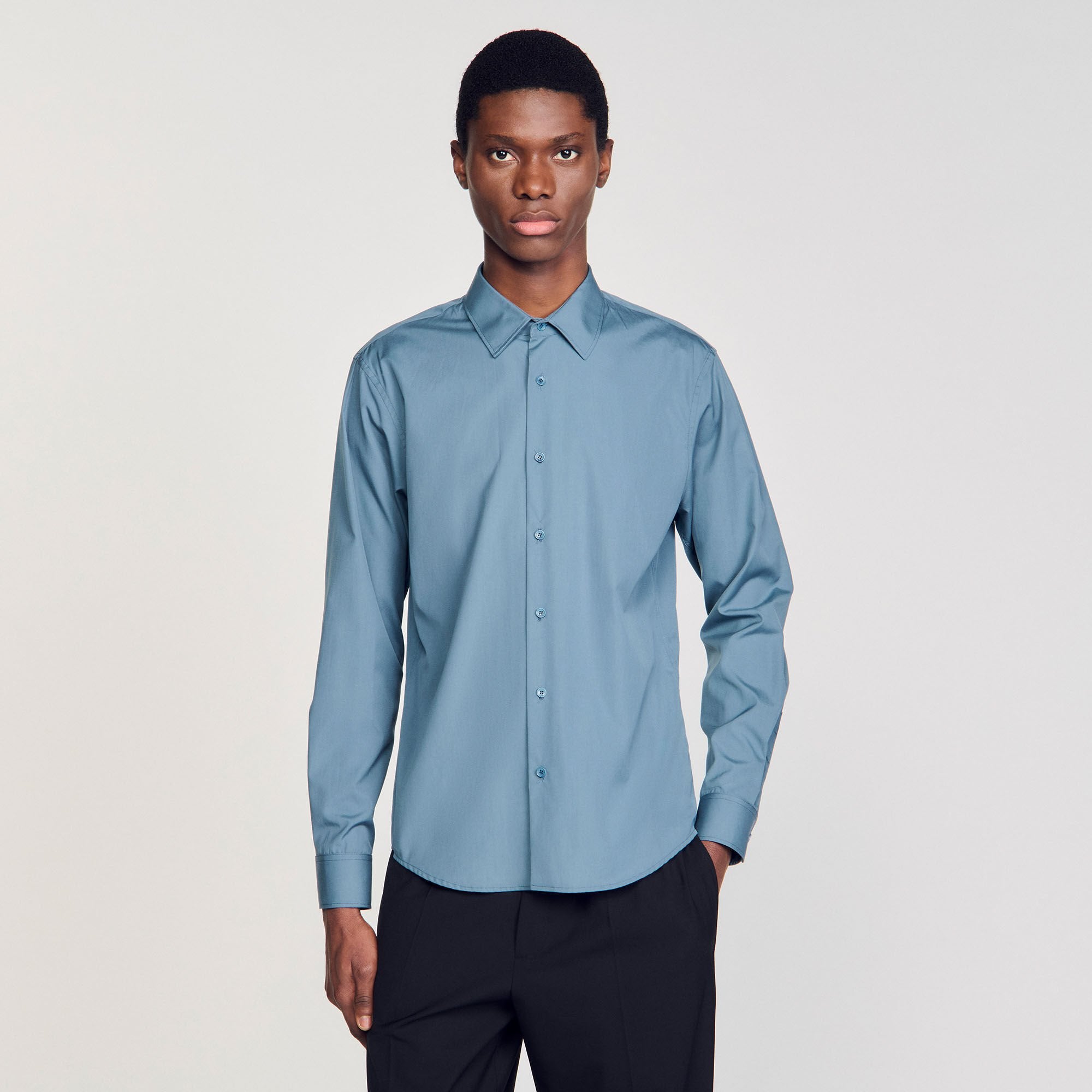 Sandro / Plain shirt Thunderstorm Blue