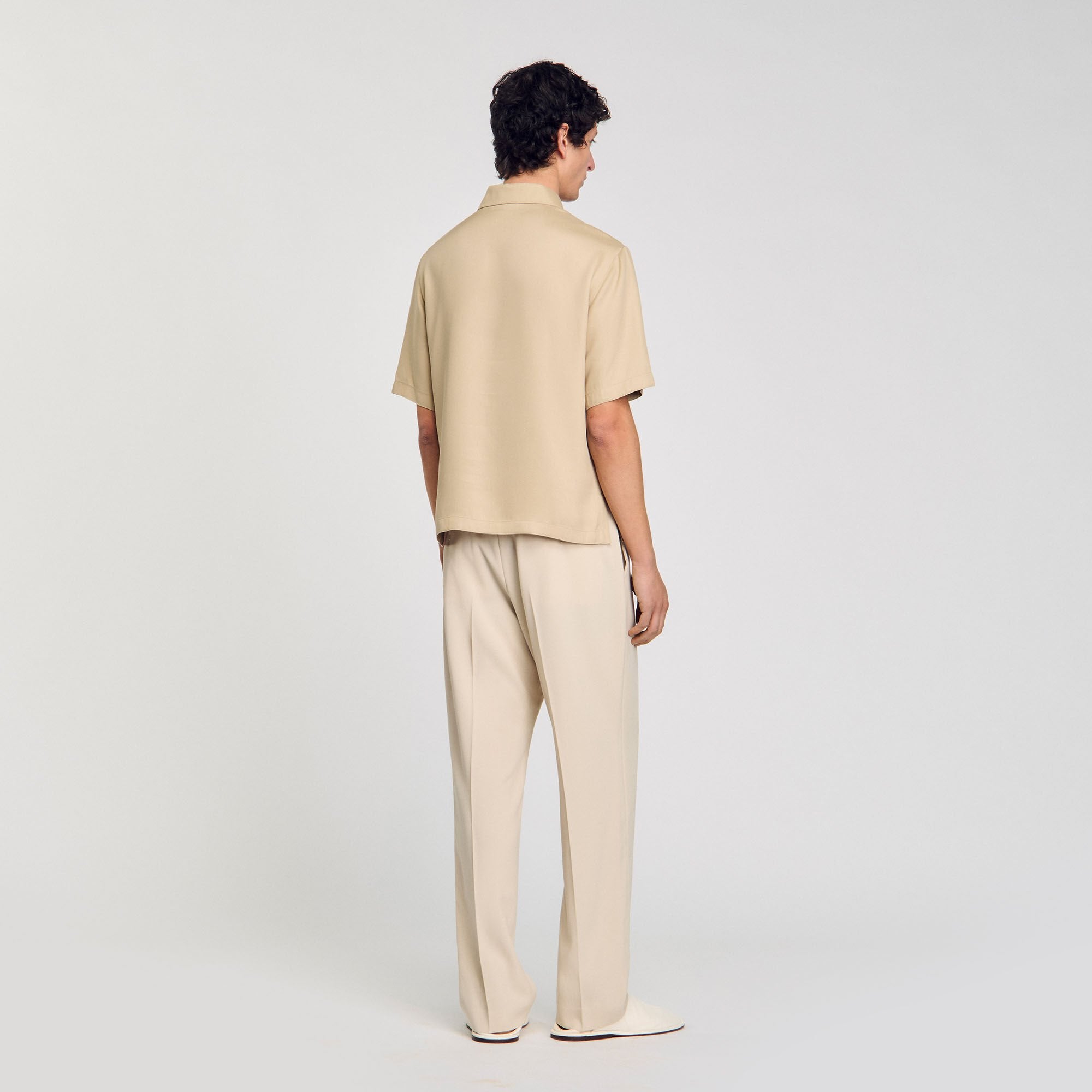 Sandro / Zip-neck polo shirt Sand.
