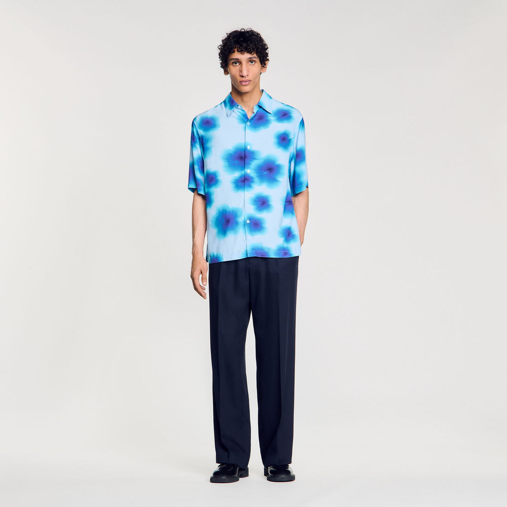 Sandro / Floral motif shirt Blue Sky