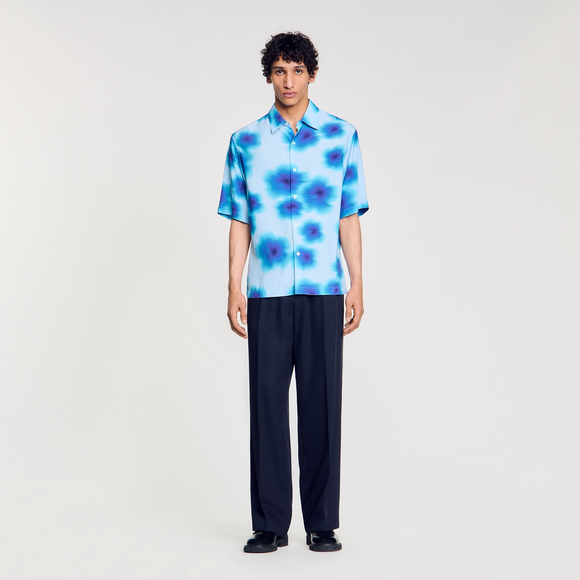 Sandro / Floral motif shirt Blue Sky