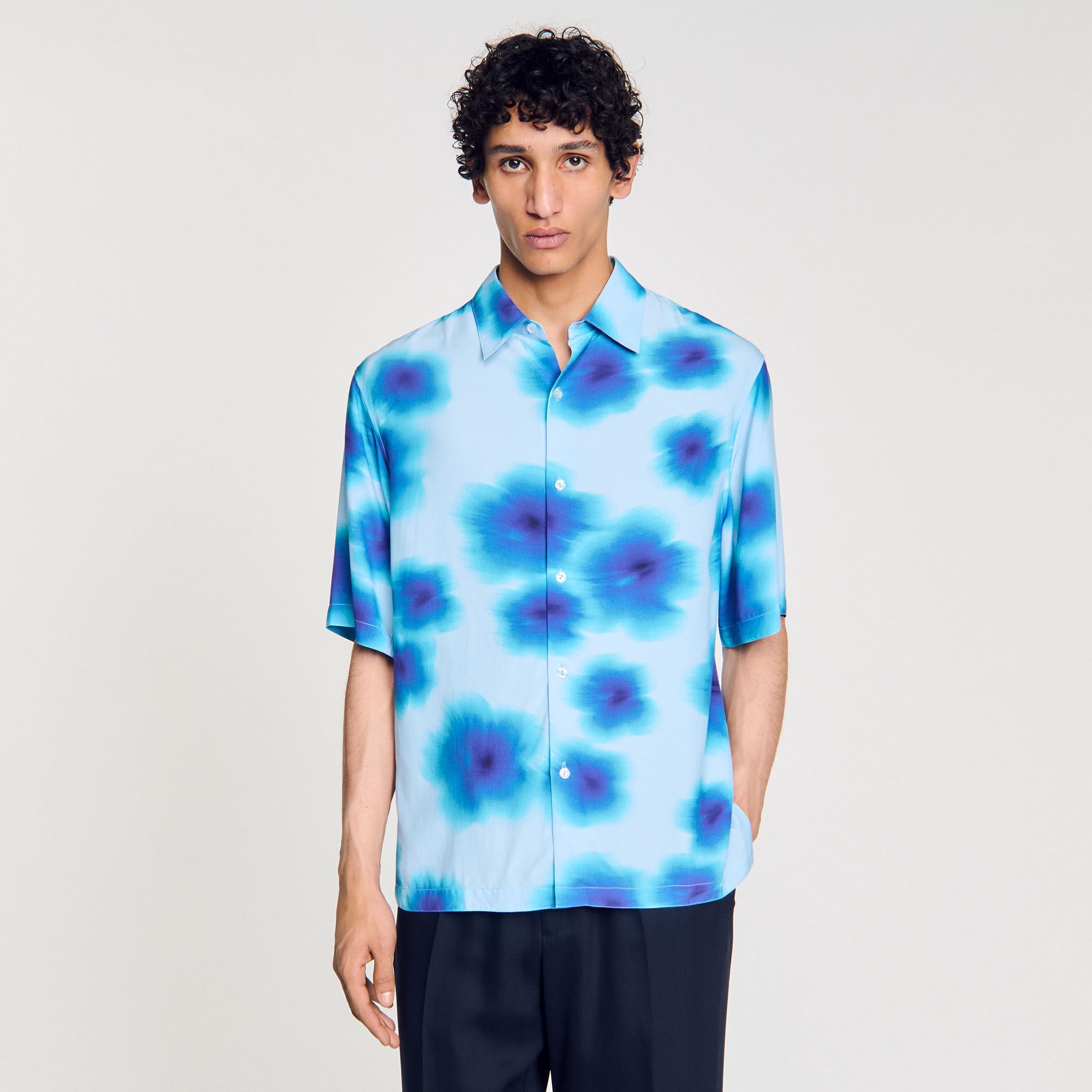 Sandro / Floral motif shirt Blue Sky