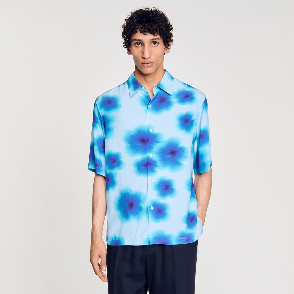 Sandro / Floral motif shirt Blue Sky