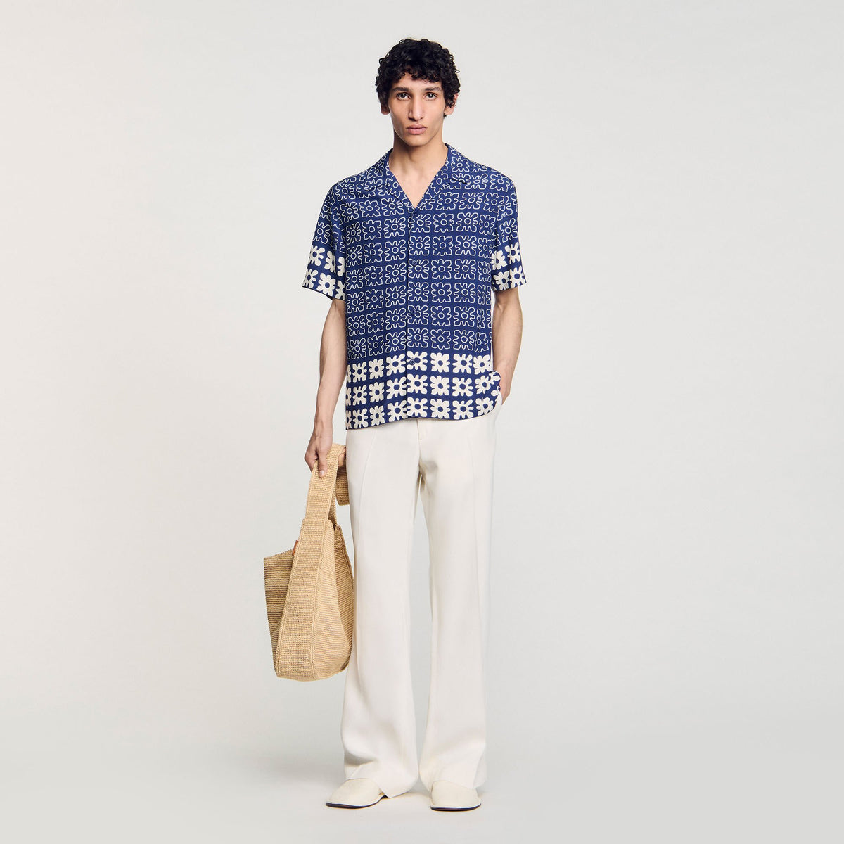 Sandro / Floral motif shirt Midnight Blue