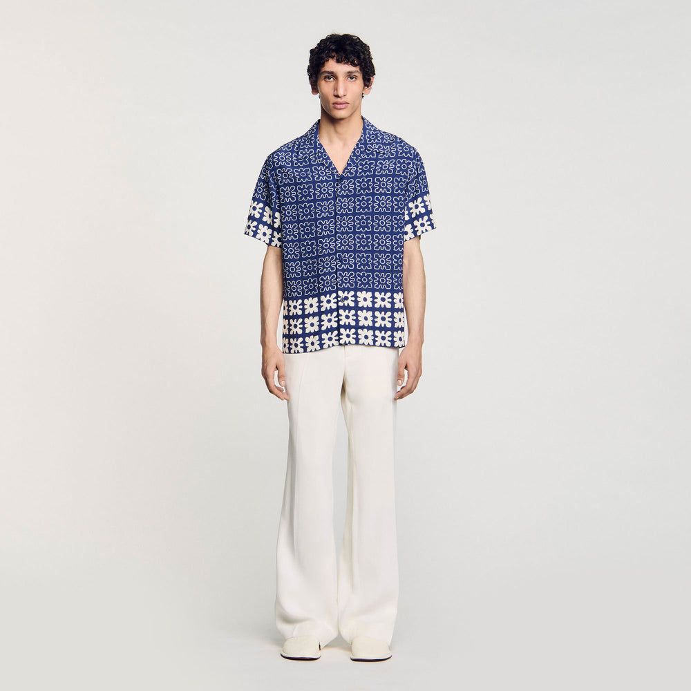 Sandro / Floral motif shirt Midnight Blue