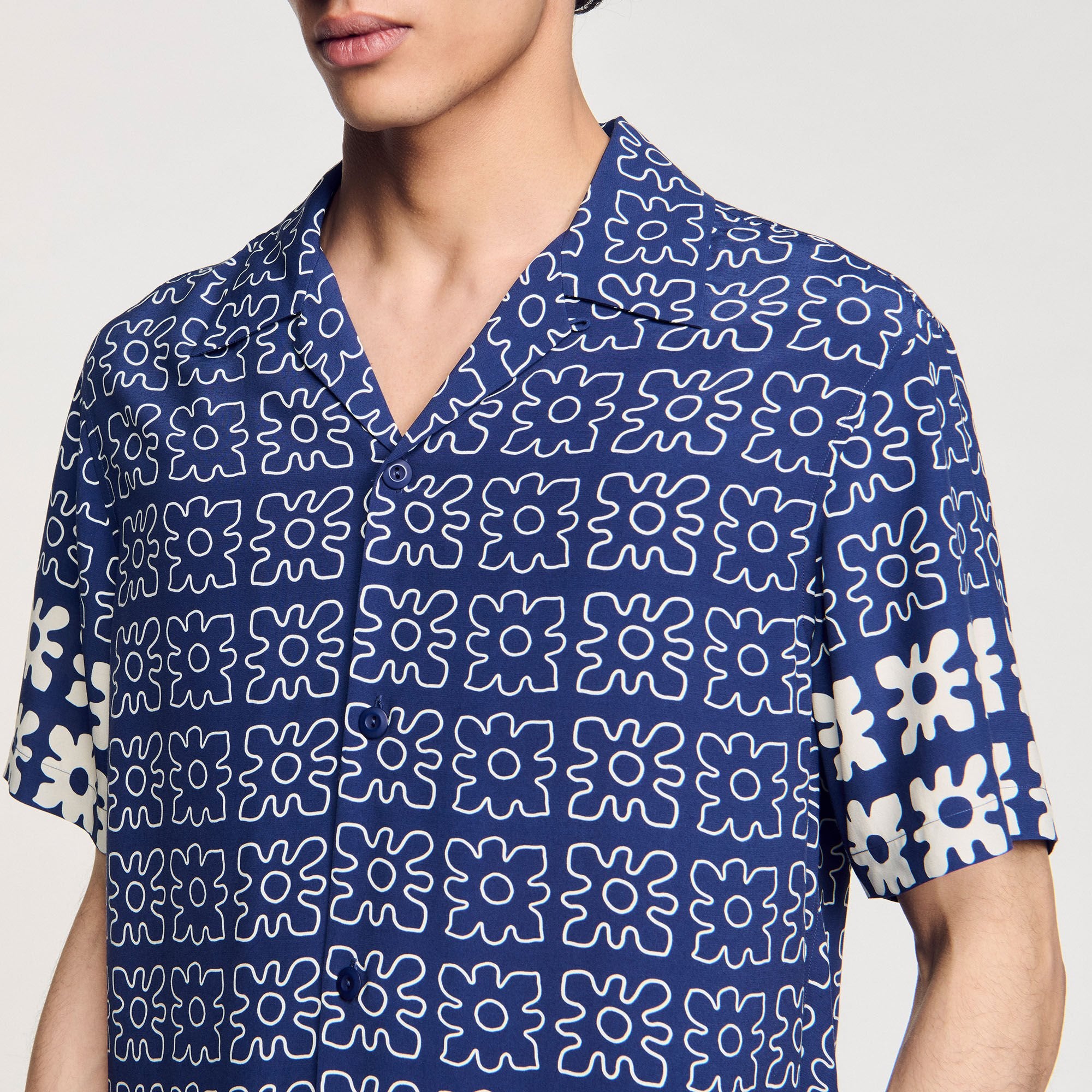 Sandro / Floral motif shirt Midnight Blue