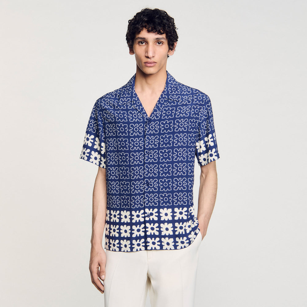 Sandro / Floral motif shirt Midnight Blue