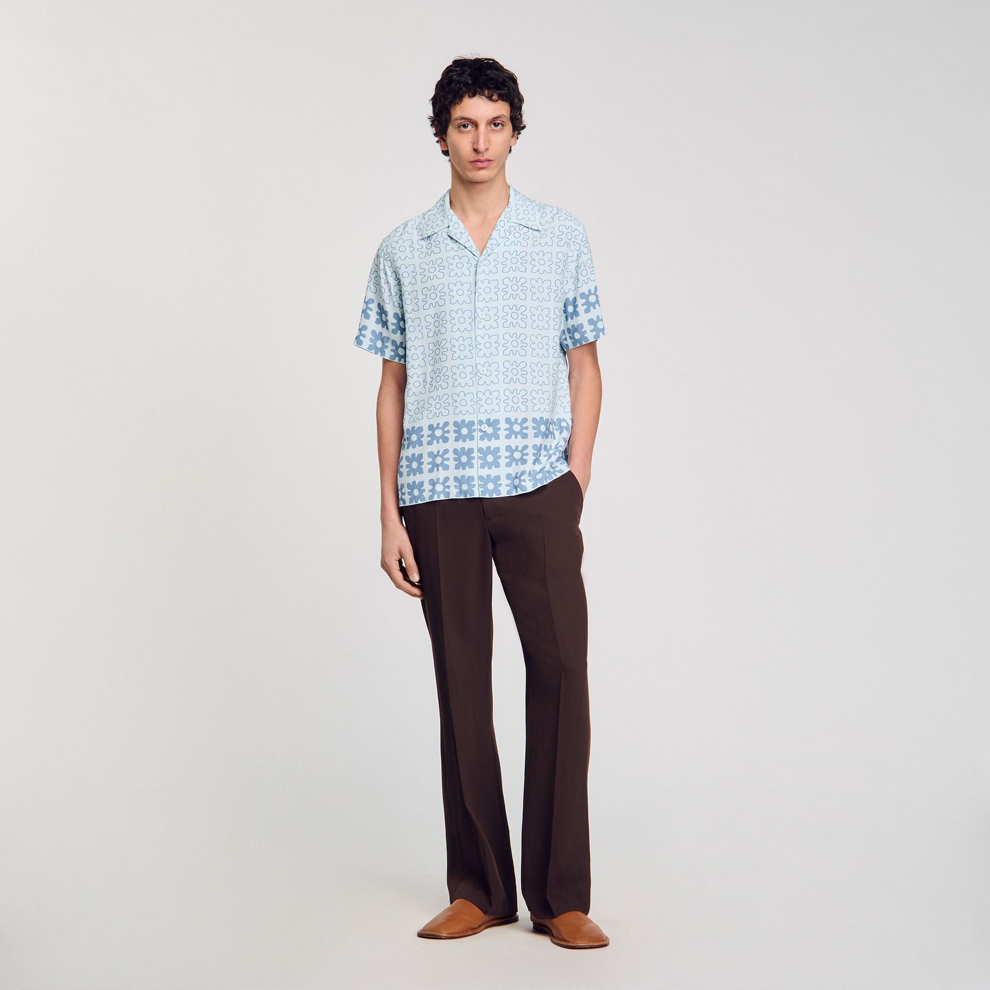 Sandro / Floral motif shirt Blue Sky