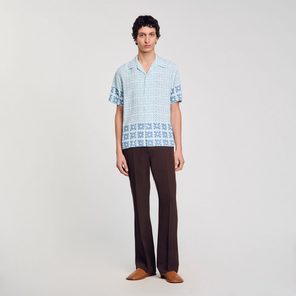 Sandro / Floral motif shirt Blue Sky