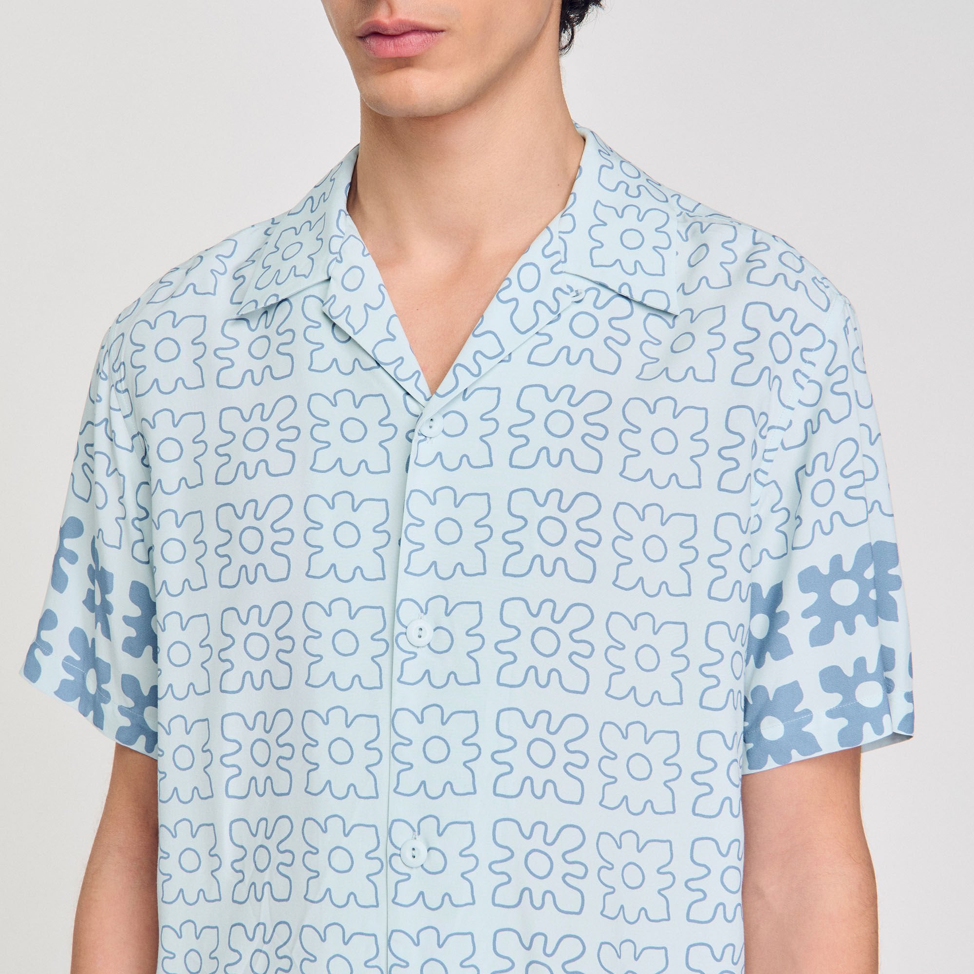 Sandro / Floral motif shirt Blue Sky