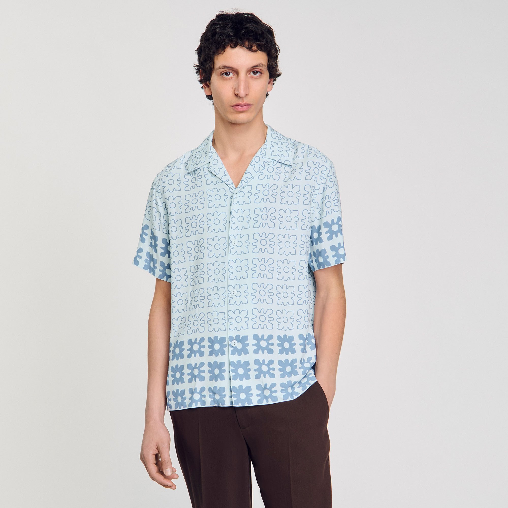 Sandro / Floral motif shirt Blue Sky