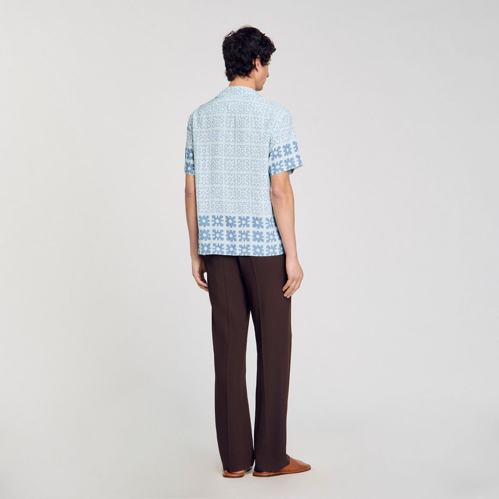 Sandro / Floral motif shirt Blue Sky