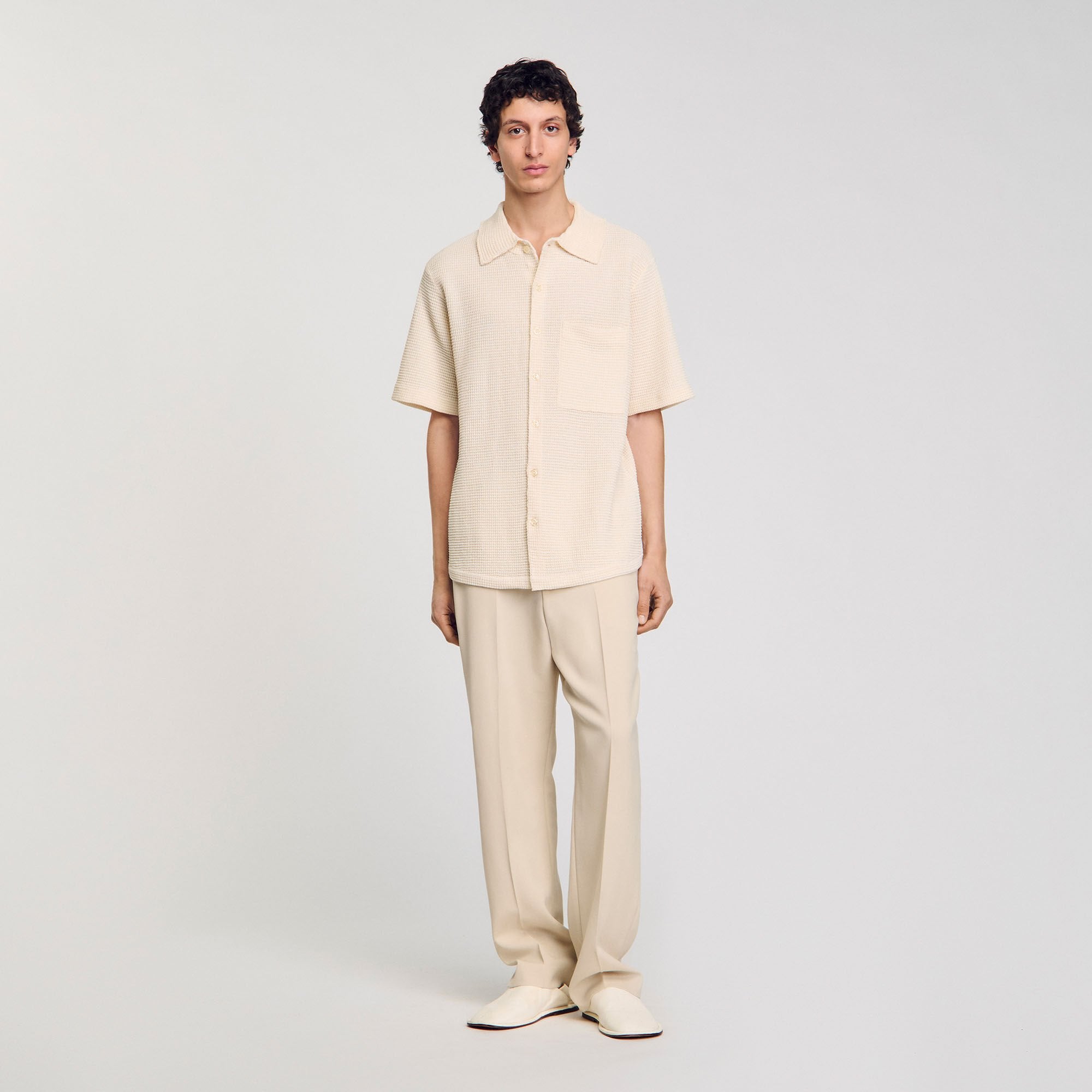 Sandro / Waffled shirt Ivory.