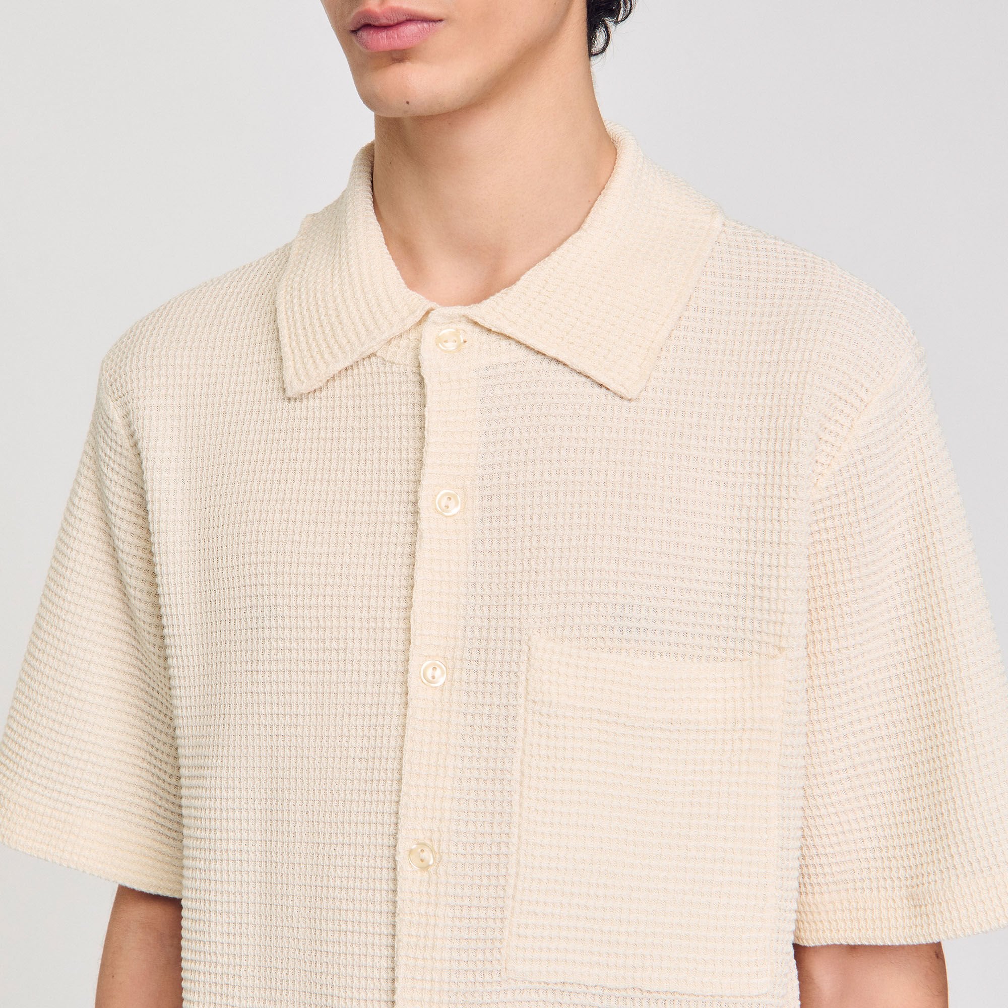 Sandro / Waffled shirt Ivory.